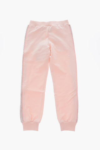 pantaloni Jogging  con banda laterale in strass