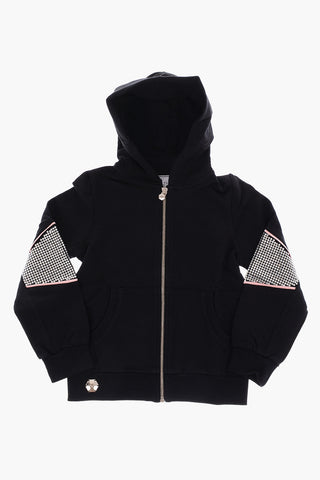hooded CRYSTAL PLEIN sweatshirt with zip closure
