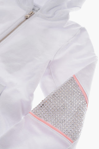 hooded CRYSTAL PLEIN sweatshirt with zip closure
