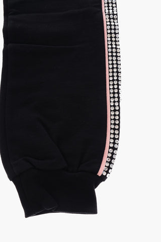 rhinestone embellished side band jogging pants