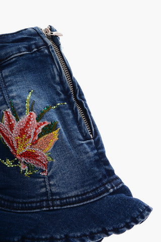 embroidered AUDREY flared shorts