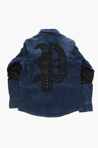 demin LS P BOY shirt with faux leather details