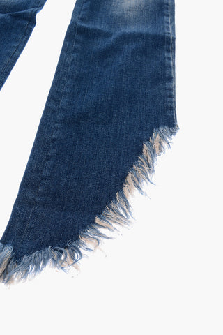jeans frayedcon ricamo strass