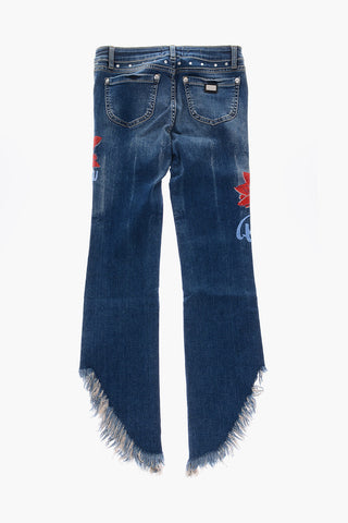 jeans frayedcon ricamo strass