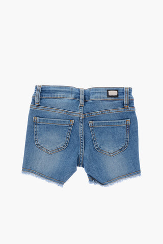 rhinestone embellished stretch denim shorts