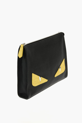 Zipped MONSTER BUGS EYES Leather Clutch