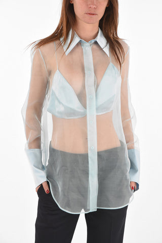 silk sheer Shirt with removable bra