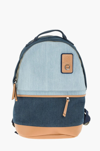 Zaino in Denim con Dettagli in Pelle