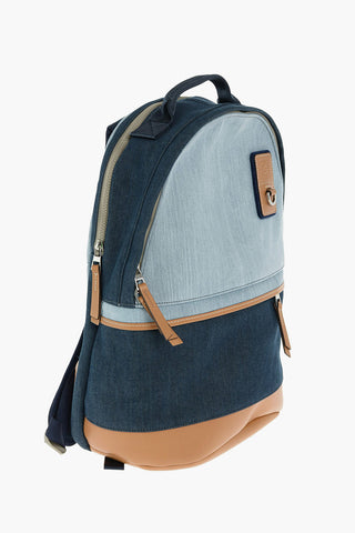 Zaino in Denim con Dettagli in Pelle