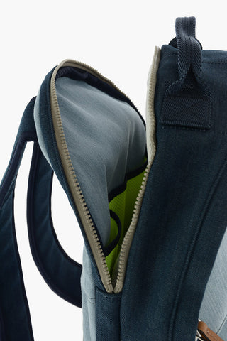Zaino in Denim con Dettagli in Pelle