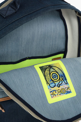 Zaino in Denim con Dettagli in Pelle