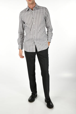 Hopsack Cotton Shirt with Standard Collar
