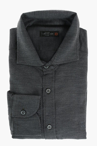ID Hopsack Cotton Shirt with Embroidered Logo