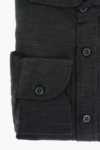 ID Hopsack Cotton Shirt with Embroidered Logo