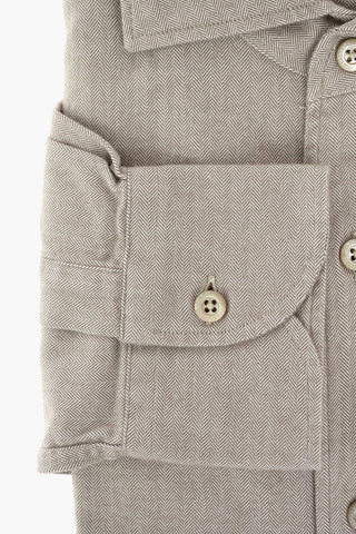 ID Herringbone Cotton Shirt with Breast-pocket