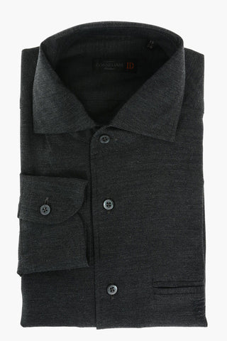 ID Twill Cotton Shirt with Breast-pocket and Embroidered Logo