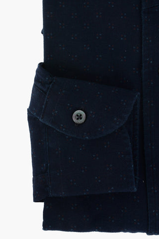 ID Geometric Patterned Twill Cotton Shirt with Breast-pocket