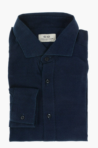 CC COLLECTION Honeycomb Motif Twill Cotton Shirt