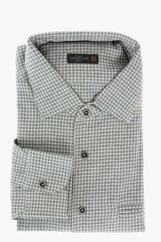 ID Geometric Patterned Cotton Shirt with Breast-pocket