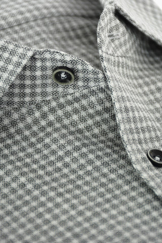 ID Geometric Patterned Cotton Shirt with Breast-pocket