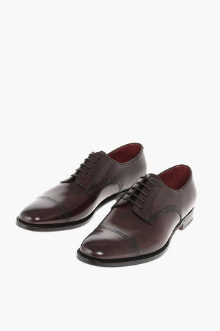 Brogue Brushed Leather Derby Shoes with Shoetrees