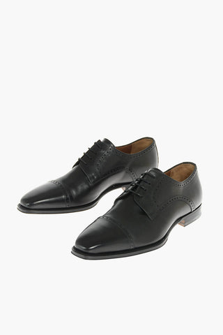 Brogue Leather Derby Shoes with Cuir Sole