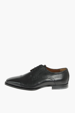 Brogue Leather Derby Shoes with Cuir Sole