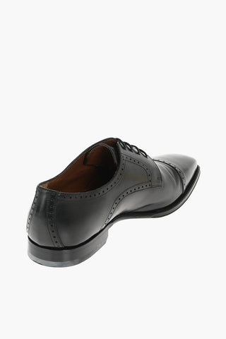 Brogue Leather Derby Shoes with Cuir Sole