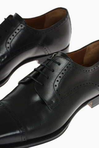 Brogue Leather Derby Shoes with Cuir Sole