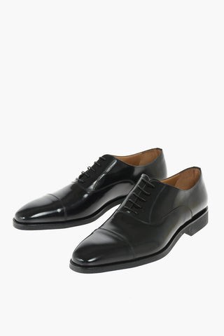 Derby in Pelle Stringate con Suola in Cuoio