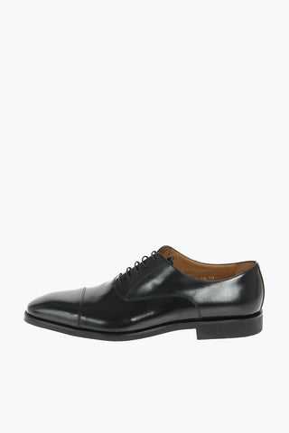 Derby in Pelle Stringate con Suola in Cuoio