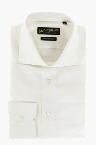 NOBLE SHIRT Camicia in Seta e Cotone con Collo Francese
