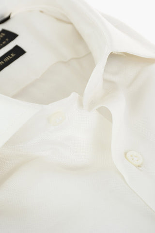 NOBLE SHIRT Camicia in Seta e Cotone con Collo Francese