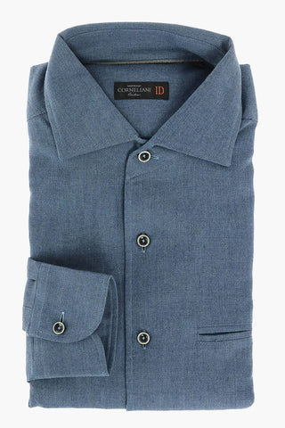 ID Camicia in Cotone Twill con Taschino e Logo Ricamato