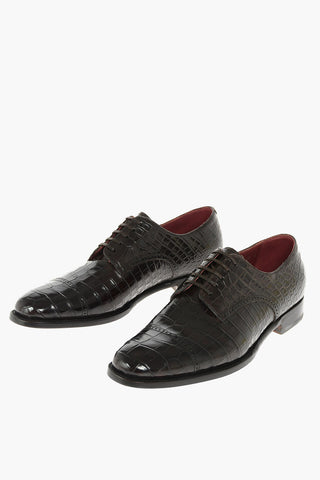 Derby Brogue in Pelle di Alligatore con Tendiscarpe