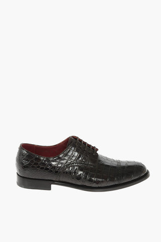 Derby Brogue in Pelle di Alligatore con Tendiscarpe
