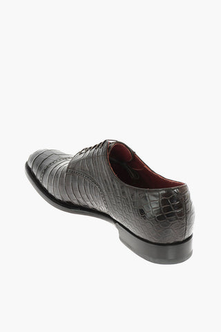 Derby Brogue in Pelle di Alligatore con Tendiscarpe