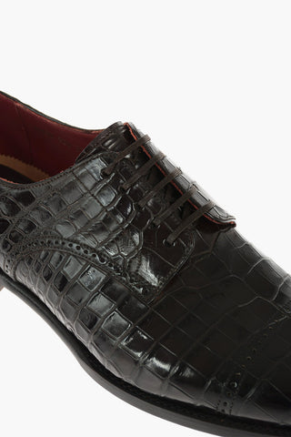 Derby Brogue in Pelle di Alligatore con Tendiscarpe