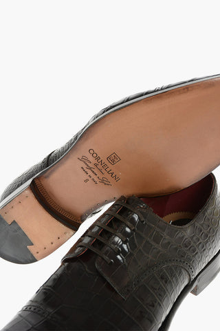 Derby Brogue in Pelle di Alligatore con Tendiscarpe