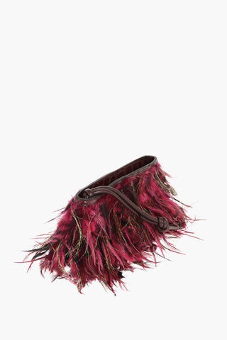 Clutch Piumato con Dettagli in Pelle Stampata