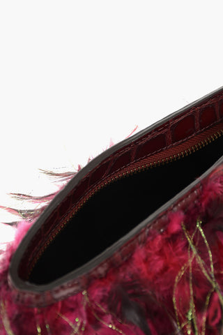 Clutch Piumato con Dettagli in Pelle Stampata
