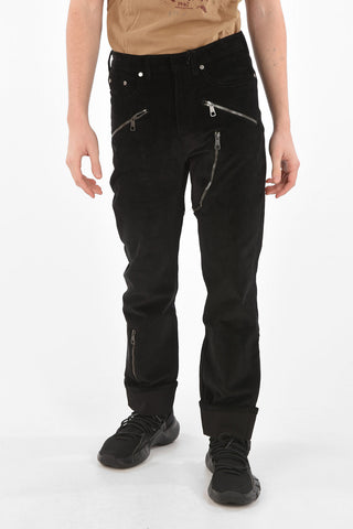 Pantaloni Multitasca in Velluto a Coste con Zip