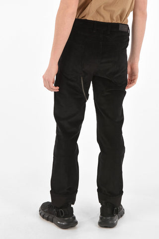 Pantaloni Multitasca in Velluto a Coste con Zip
