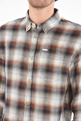 Button-down Collar Linen Shirt with Breast-pocket