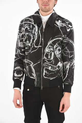 SKULL Padded Bomber Jacket with Standard Collar