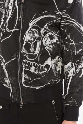 SKULL Padded Bomber Jacket with Standard Collar