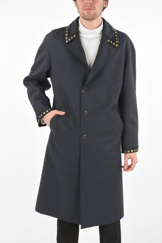 MM10 Cappotto in Lana con Rever e Polsini Borchiati