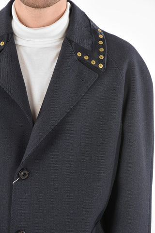 MM10 Wool Coat with Studded Cuffs and Rever