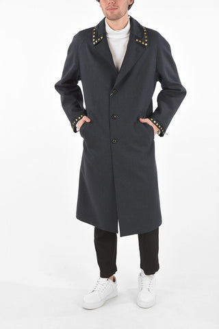MM10 Cappotto in Lana con Rever e Polsini Borchiati