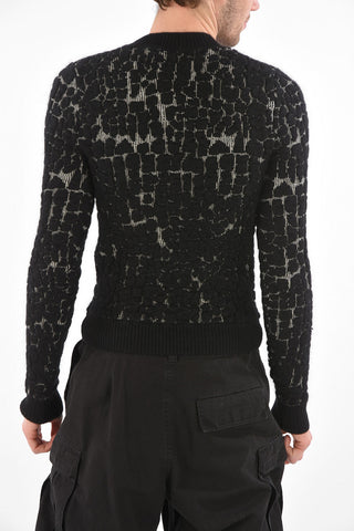 Pullover Girocollo Jacquard in Misto Lana